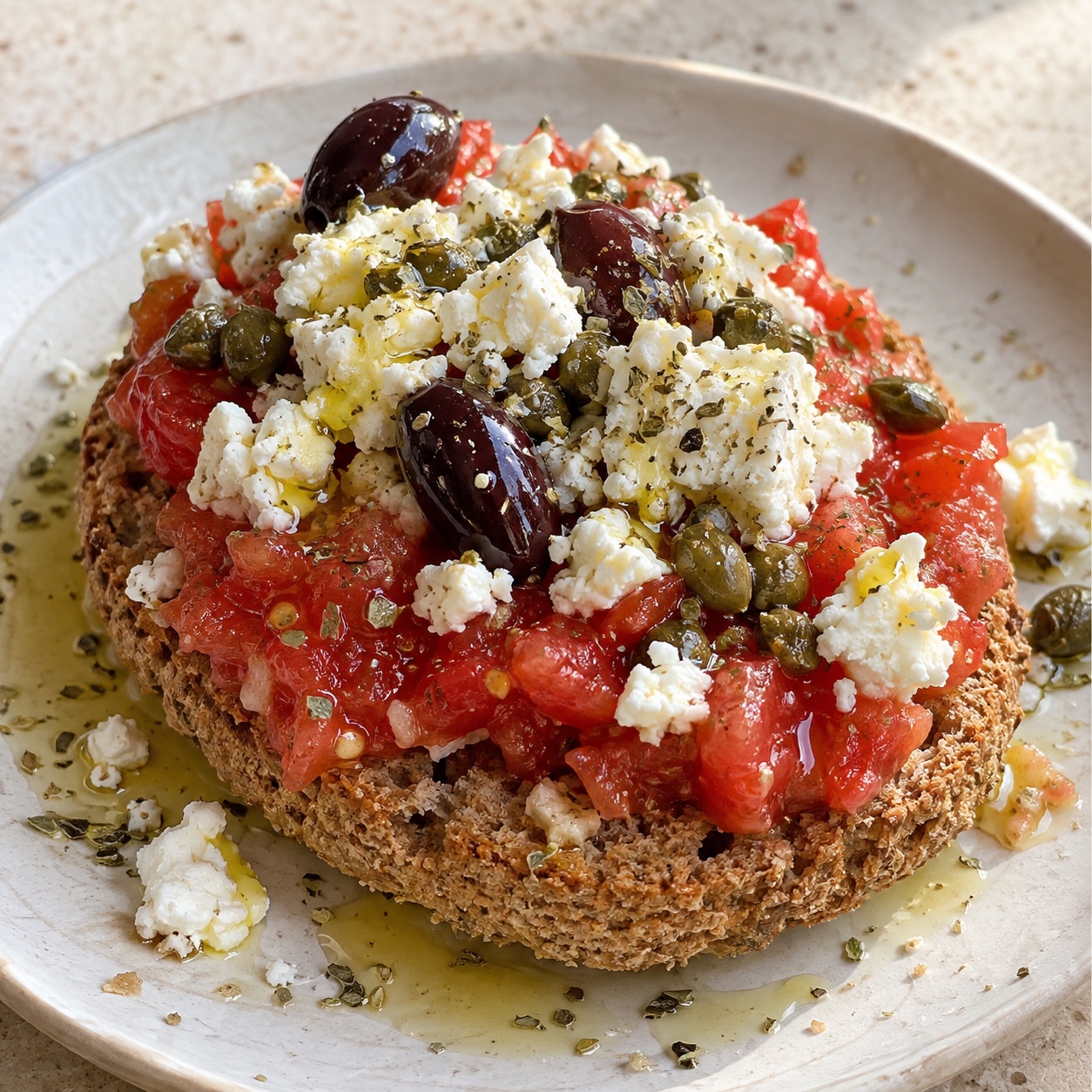 Dakos grec à la tomate et à la feta